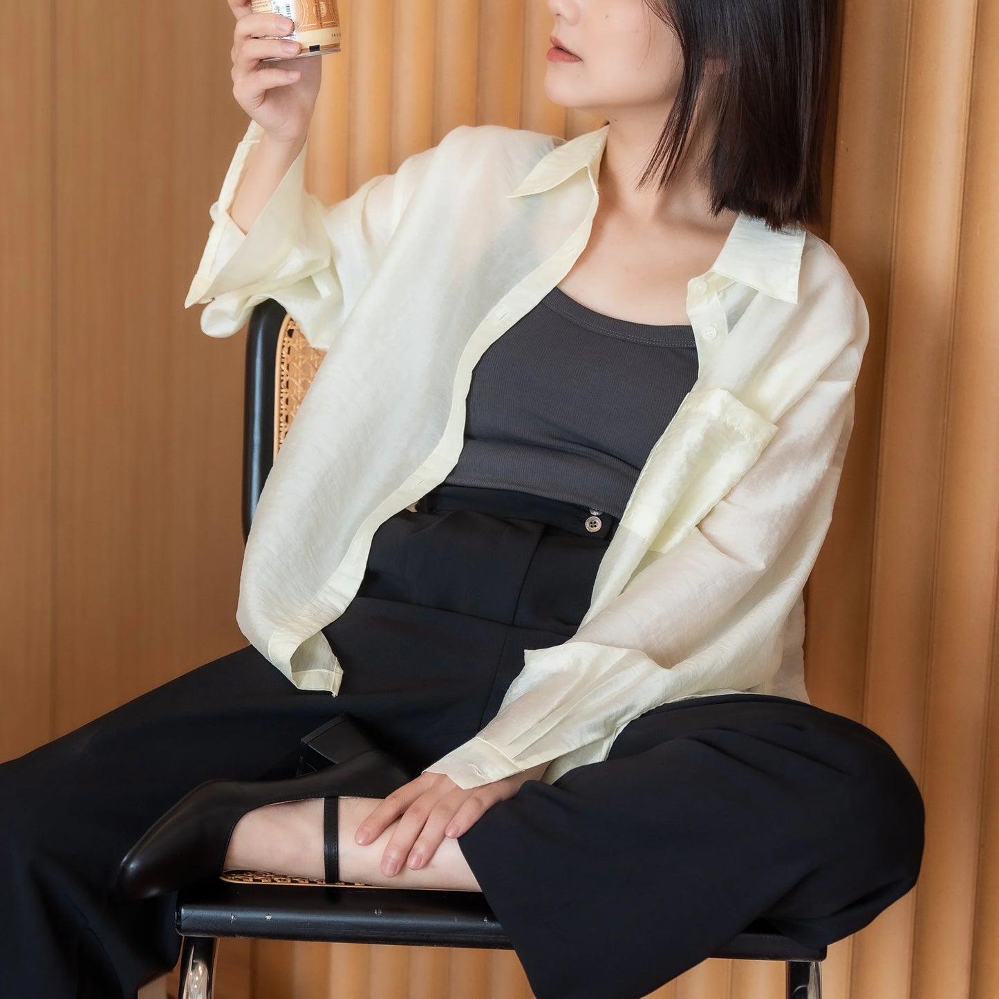 天絲皺面薄襯衫|4色|天絲罩衫