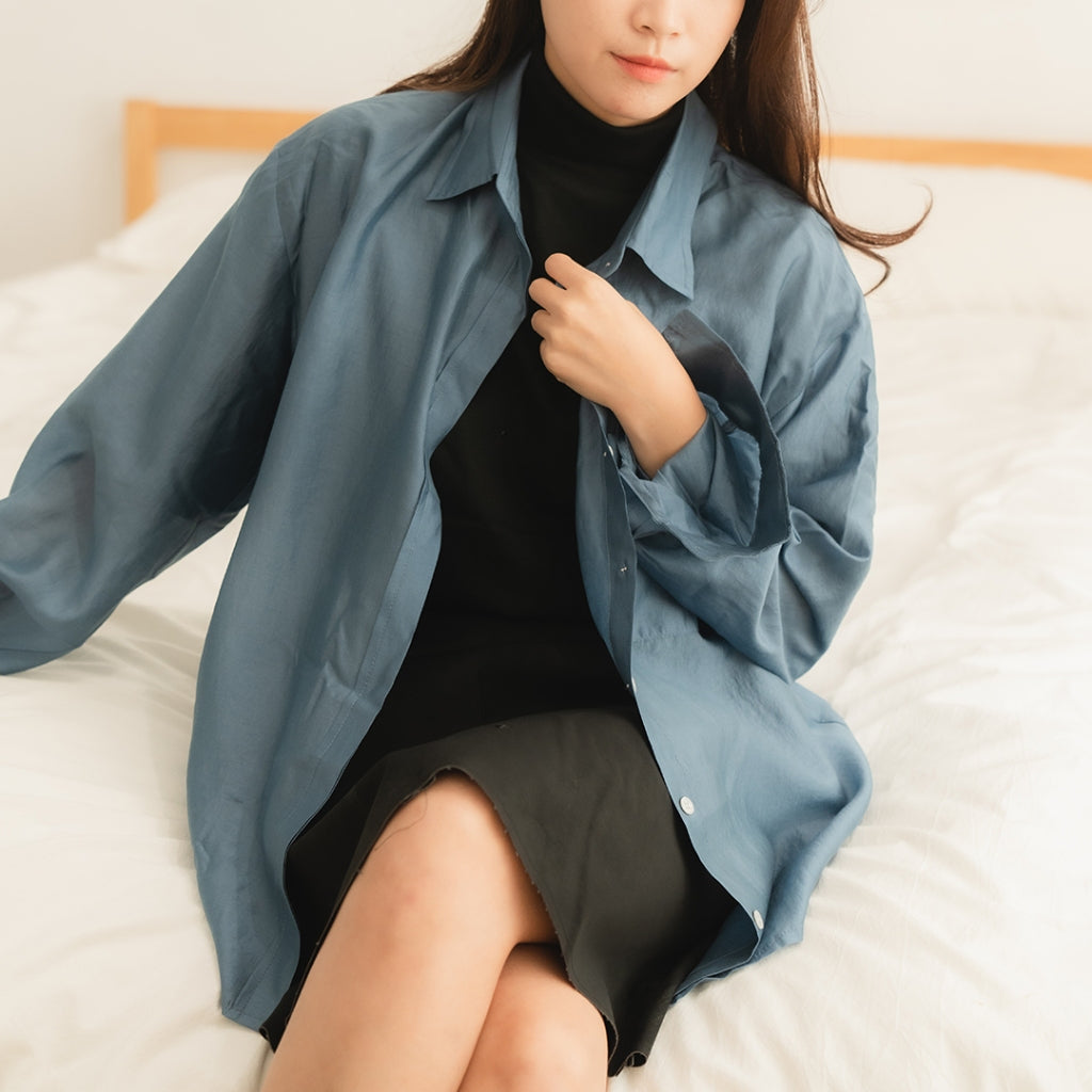 季節沙灘隱藏扣絲質襯衫|5色|絲質罩衫