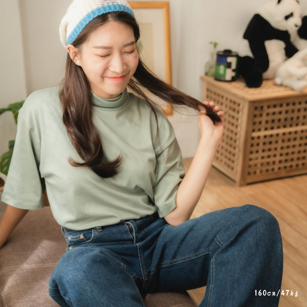 莫代爾絲質中領T-shirt|4色|SSEMIENNE 保暖高領上衣