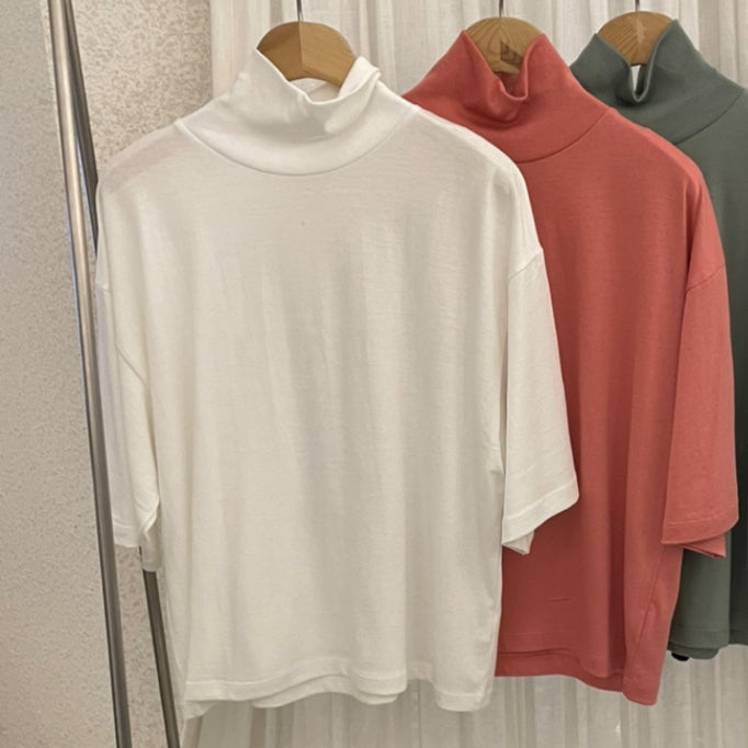 莫代爾絲質中領T-shirt|4色|SSEMIENNE 保暖高領上衣