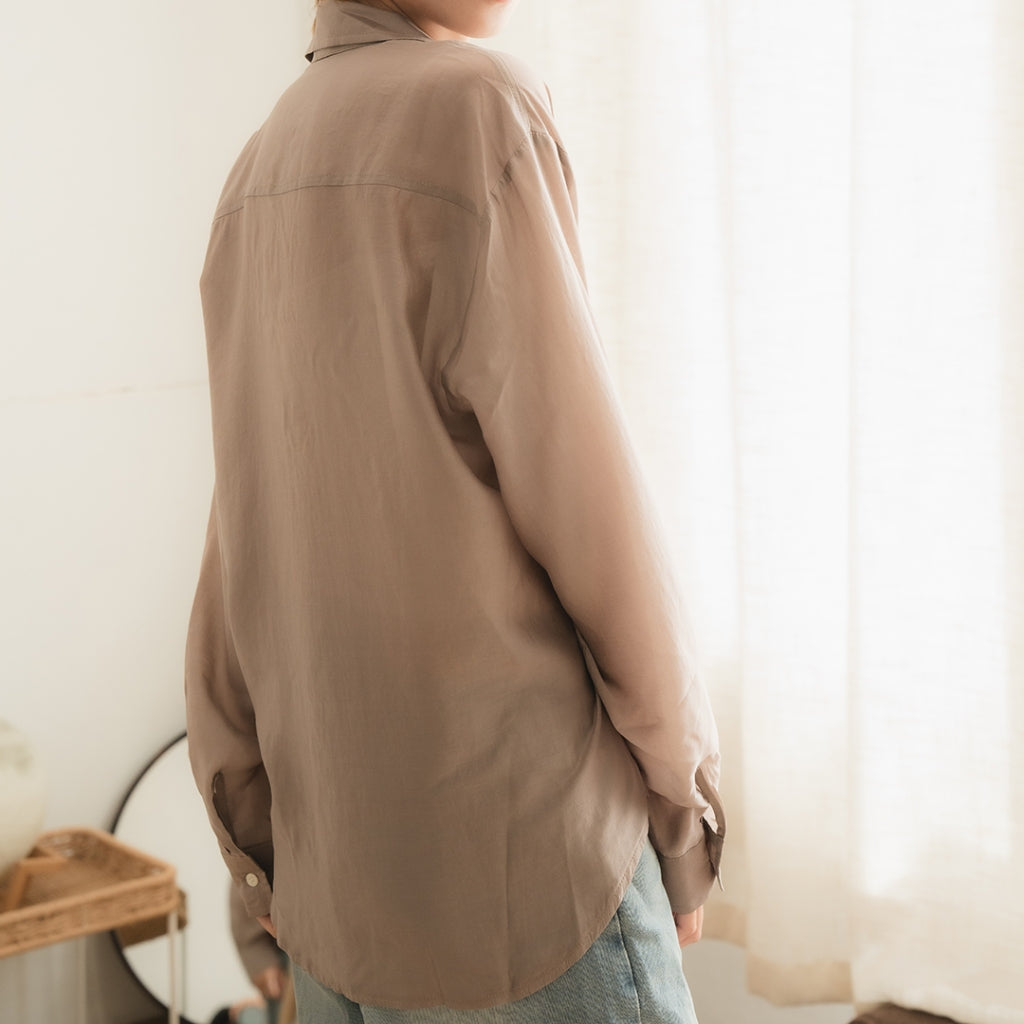 季節沙灘隱藏扣絲質襯衫|5色|絲質罩衫