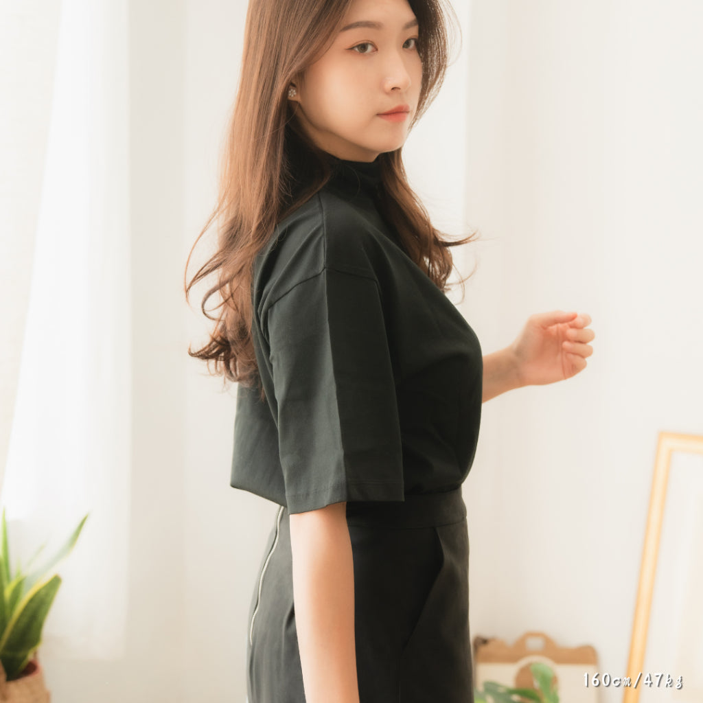 莫代爾絲質中領T-shirt|4色|SSEMIENNE 保暖高領上衣